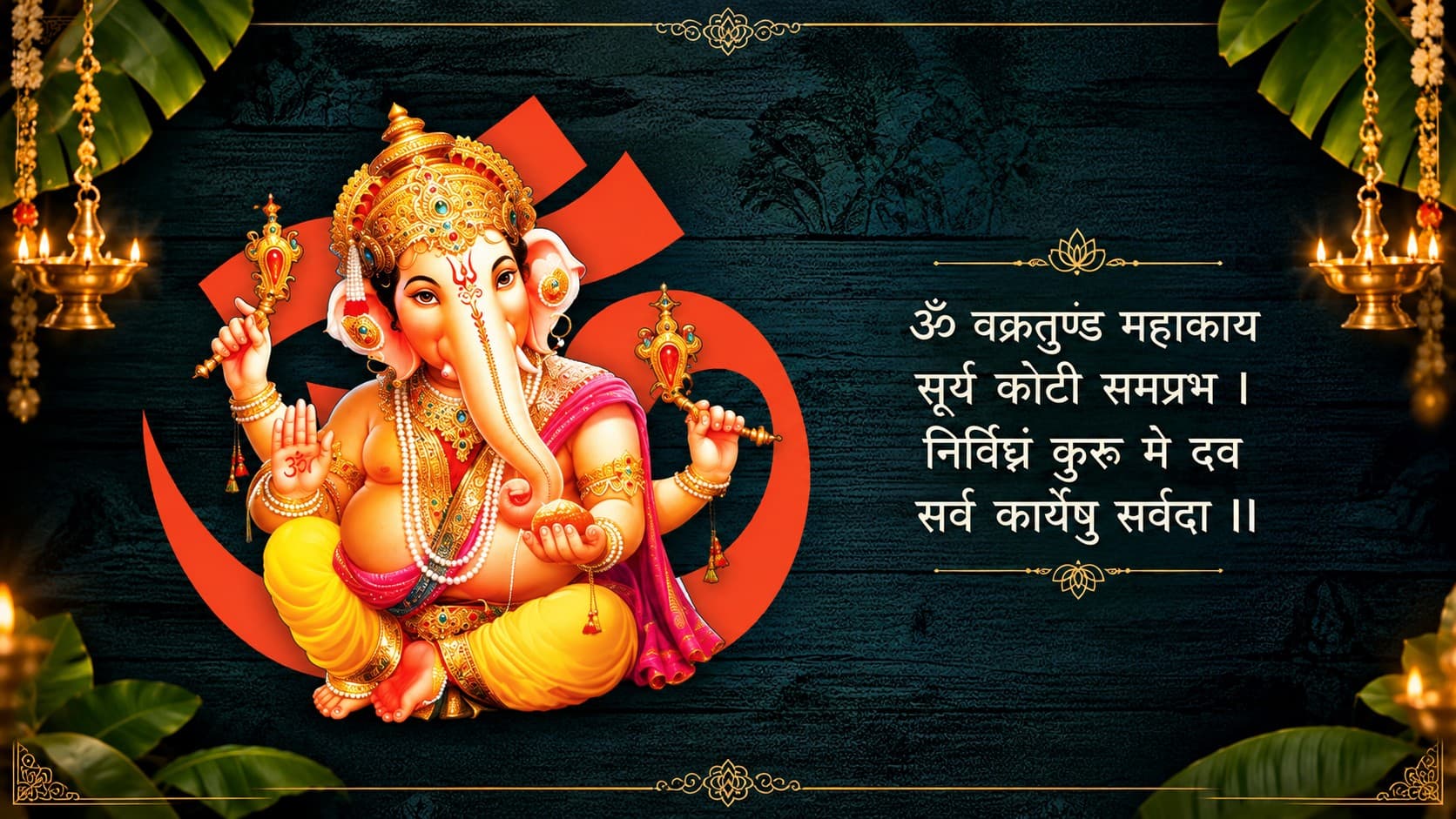 Lord Ganesha with a Sanskrit prayer
